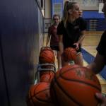 Sultan players run drills during a girls basketball practice at Sultan High School on Thursday. (Annie Barker / The Herald)