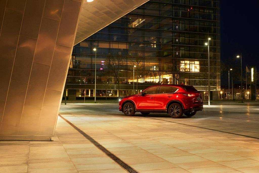 Soul Red Crystal Metallic paint on the CX-5 is a unique color created by Mazdas Takuminuri painting technology. (Mazda)