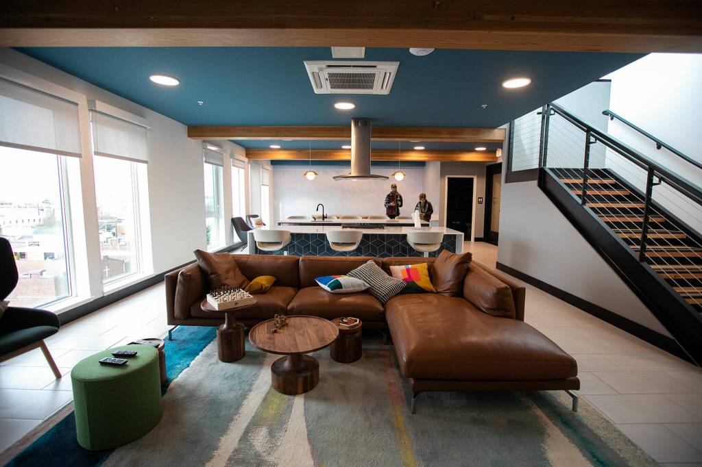 The Cloud Room at the Nimbus Apartments offers communal space for its residents. (Ryan Berry / The Herald)