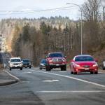 Vehicles head south on Highway 9 towards the intersection at 64th Street NE on Thursday, March 2, 2023, near Walmart in Marysville, Washington. (Ryan Berry / The Herald)
