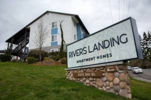 The Rivers Landing apartment complex is pictured Friday, March 10, 2023, in Everett, Washington. (Ryan Berry / The Herald)