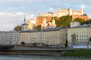 Salzburgâ€™s Hohensalzburg Fortress looms 400 feet above Austriaâ€™s famous Baroque city.