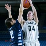 Arlingtons Jenna Villa makes a jump shot during the 3A quarterfinal game against Meadowdale on Thursday, March 2, 2023 in Tacoma, Washington. (Olivia Vanni / The Herald)