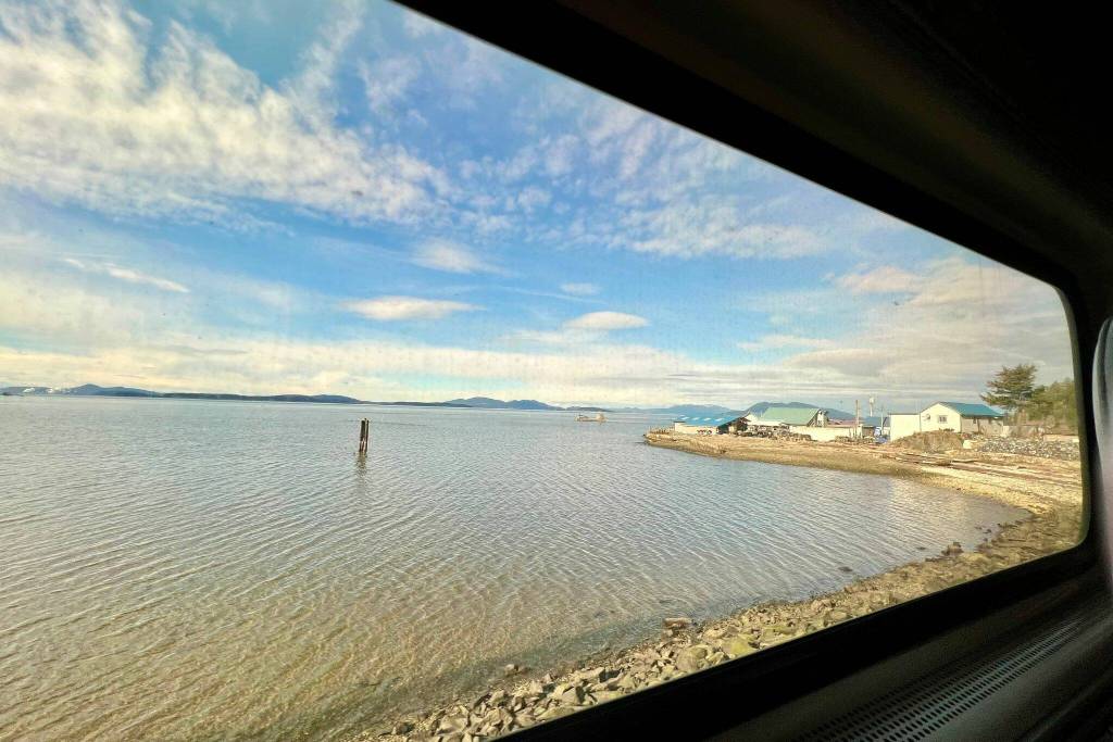 View of Samish Bay near Taylor Shellfish Farms from the Amtrak window. (Andrea Brown / The Herald)