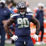 Seattle Seahawks defensive tackle Jarran Reed looks on against the New York Giants during an NFL football game, Sunday, Dec. 6, 2020, in Seattle. (AP Photo/Larry Maurer)