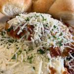 Chicken Parmesan with Alfredo and marinara sauce (Cristianos Pizza & Pasta)