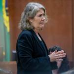 Defense attorney Natalie Tarantino gives her opening statement in the trial of Richard Rotter at the Snohomish County Courthouse in Everett, Washington on Monday, March 20, 2023. (Annie Barker / The Herald)