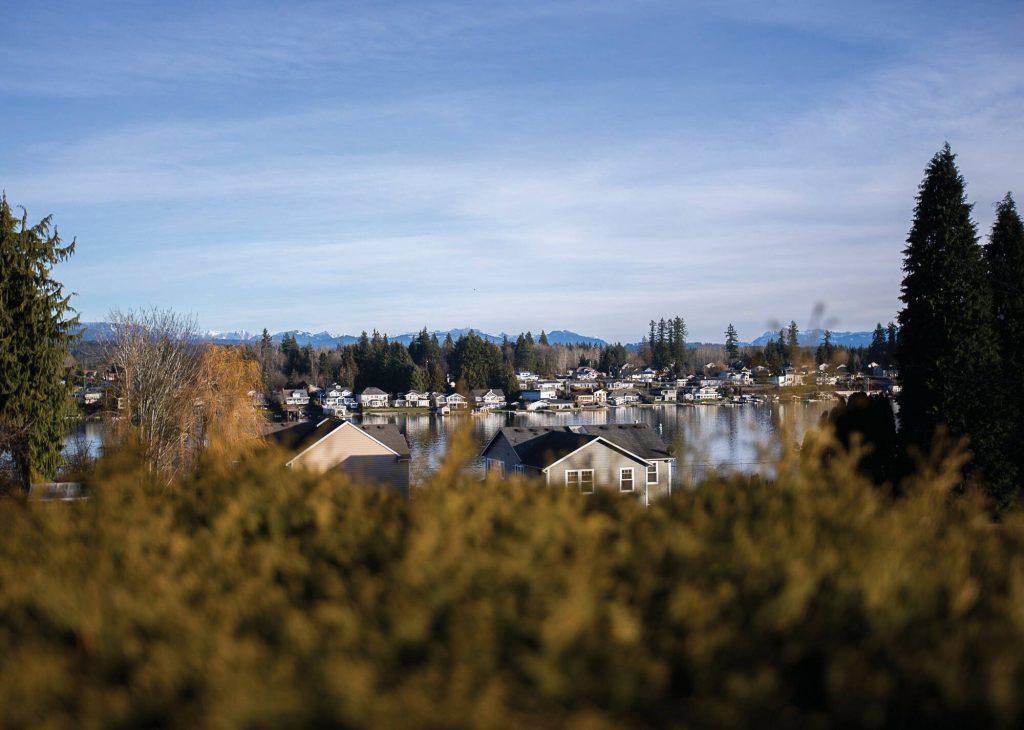 Looking northeast from the Mansion Inn toward Lake Stevens and the Cascades. (Olivia Vanni / The Herald)