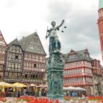 Frankfurts Romerberg Square looks old, but the half-timbered buildings were rebuilt in 1983, four decades after bombs destroyed the originals during World War II.