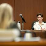 Dr. Wendi Wachsmuth, a clinical psychologist, answers questions from the defense during the trial of Richard Rotter on Thursday, March 30, 2023, at Snohomish County Superior Court in Everett, Washington. (Ryan Berry / The Herald)