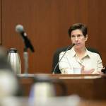 Dr. Wendi Wachsmuth, a clinical psychologist, answers questions from the defense during the trial of Richard Rotter on Thursday, March 30, 2023, at Snohomish County Superior Court in Everett, Washington. (Ryan Berry / The Herald)