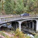 The hairpin curve over Oyster Creek on Chuckanut Scenic Byway in Washington state. The 24-mile road is fun to drive and offers access to trails, shopping, dining and history. Amy Attas/West Coast Traveller photo.