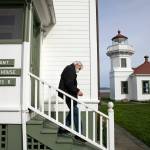 Peter Anderson walks around the Mukilteo Lighthouse campus on March 24, 2022, in Mukilteo, Washington. (Ryan Berry / The Herald)