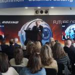 County Executive Dave Somers speaking at the the Economic Alliance Snohomish County Update, hosted by The Boeing Company on Tuesday, April 11, 2023, in Everett, Washington. (Kayla J. Dunn / The Herald)