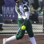 Rachel Sysum hits a home run during the game against Kamiak on Tuesday, April 11, 2023 in Everett, Washington. (Olivia Vanni / The Herald)