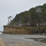 While one of the numerous perks of staying at Iron Springs Resort is easy beach access, it provides guests with a magnificent view of the cabins scattered on the cliffs edge. The orange hue of the cliff facade has spawned legends that Iron Springs was originally named so due to rich iron deposits in Copalis. (Allen Leister / The Daily World)