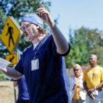 Trevor Gjendem addresses a gathering a hospital staff members, supporters and elected officials on August 24, 2022 in Everett, Washington. (Kevin Clark / The Herald)