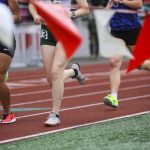 Runners race during the Eason Invitational at Veterans Memorial Stadium in Snohomish, Washington on Saturday, April 22, 2023. (Annie Barker / The Herald)