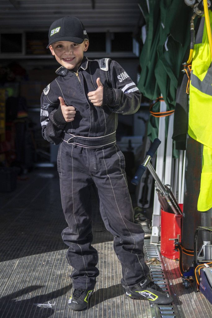 Aiden Stone, 8, poses for a photo at Evergreen Fairgrounds in Monroe, Washington on Tuesday, April 25, 2023. (Annie Barker / The Herald)