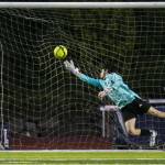 A goal gets past Glacier Peaks goalie during the game against Jackson on Friday, April 28, 2023 in Snohomish, Washington. (Olivia Vanni / The Herald)