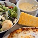 Mimosa Salad, Lasagna Potato Cheddar Soup at Cristianos Pizza.