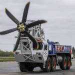 A demonstration of the ZA2000 powertrain during an event for Alaska Airlines and ZeroAvia to discuss their new collaboration in Everett, Washington on Monday, May 1, 2023. ZeroAvia is developing a hydrogen electric propulsion system for aircraft. (Annie Barker / The Herald)