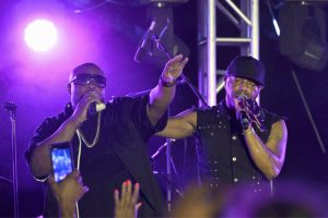 R&B group Dru Hill performs after a baseball game between the Baltimore Orioles and the Pittsburgh Pirates, Saturday, Aug 6, 2022, in Baltimore. (AP Photo/Terrance Williams)