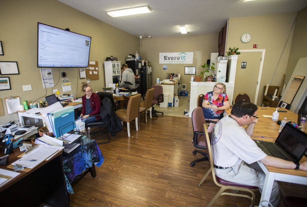 Inside the Everett Clubhouse on Monday, May 8, 2023 in Everett, Washington. (Olivia Vanni / The Herald)