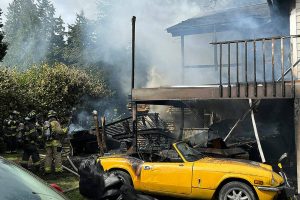 Everett Fire Department on scene of a 2-alarm house fire Monday at 11200 E Ibberson Dr. in Everett, Washington. (Everett Fire Department)
