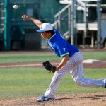 Shorewood pitcher Jacob Lindberg delivers to home against Mountlake Terrace in a Wesco 3A District 1 semifinal on Tuesday, May 9, 2023, at Funko Field in Everett, Washington. (Ryan Berry / The Herald)