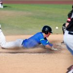 Shorewoods Blake Gettmann slides in safe on Noah Faheys game-tying hit against Mountlake Terrace in a Wesco 3A District 1 semifinal on Tuesday, May 9, 2023, at Funko Field in Everett, Washington. (Ryan Berry / The Herald)