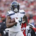 Seattle Seahawks wide receiver DK Metcalf (14) against the San Francisco 49ers durig an NFL wild card playoff football game in Santa Clara, Calif., Saturday, Jan. 14, 2023. (AP Photo/Josie Lepe)