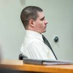 Shayne Baker listens to Carrie Jenks' testimony during his trial at the Snohomish County Courthouse on Tuesday, May 2, 2023 in Everett, Washington. (Olivia Vanni / The Herald)