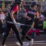 Snohomish players celebrate during a game between Mountlake Terrace and Snohomish at Phil Johnson Ballfields in Everett, Washington on Thursday, May 18, 2023. Snohomish won, 4-0. (Annie Barker / The Herald)