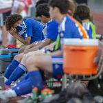 Shorewoods Jackson Smith reacts to Ballard scoring a third goal during the game on Thursday, May 18, 2023 in Shoreline, Washington. (Olivia Vanni / The Herald)