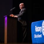 Everett Public Schools Superintendent Ian Saltzman speaks at the Rotary Club of Everett Awards on Monday, May 22, 2023 in Everett, Washington. (Olivia Vanni / The Herald)