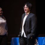 Aung Aung smiles after receiving an Everett Rotary Club Scholarship during the Rotary Club of Everett Awards on Monday, May 22, 2023 in Everett, Washington. (Olivia Vanni / The Herald)