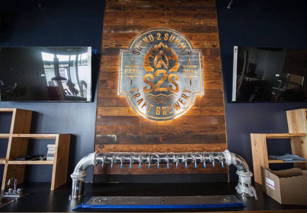 Inside Sound2Summit, a craft brewery that will be opening soon in Everett Marina Village at the Port of Everett on Wednesday, May 24, 2023 in Everett, Washington. (Olivia Vanni / The Herald)