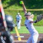 Glaicer Peaks Faith Jordan pitches during the game against Eastlake on Friday, May 19, 2023 in Everett, Washington. (Olivia Vanni / The Herald)