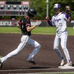 Scenes during a game between Mountlake Terrace and Lake Washington at Bannerwood Park in Bellevue on Saturday May 20, 2023. Lake Washington won, 6-0. (Annie Barker / The Herald)