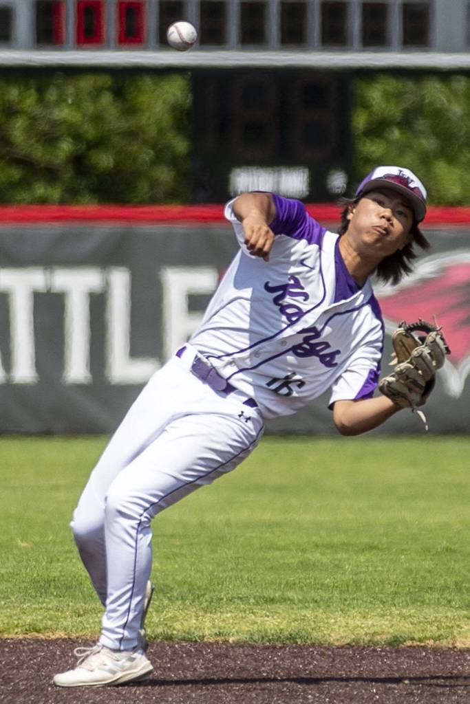 Scenes during a game between Mountlake Terrace and Lake Washington at Bannerwood Park in Bellevue on Saturday May 20, 2023. Lake Washington won, 6-0. (Annie Barker / The Herald)