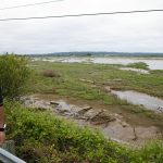 Casey Wright, major equipment and yard lead for Snohomish County PUD, looks out over the tidal flats between Stanwood and Camano Island in an area that new power lines are being installed Tuesday, May 30, 2023, in Camano, Washington. (Ryan Berry / The Herald)