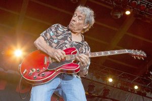 FILE - In this Aug. 29, 2013 file photo, Elvin Bishop performs at the Harley-Davidson 110th Anniversary celebration in Milwaukee, Wis. Bishop, Eddy Clearwater, Jimmy Johnson, John Mayall and the Memphis Jug Band were inducted into the Blues Hall of Fame in Memphis, Tenn., on Wednesday, May 4, 2016. (Photo by Barry Brecheisen/Invision for Invision/AP, File)