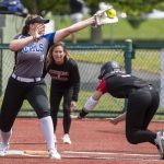 Snohomishs Abby Edwards (9) dives for first during a game between Snohomish and Walla Walla at the Lacey-Thurston County Regional Athletic Complex in Olympia, Washington on Saturday, May 27, 2023. Snohomish won, 7-3. (Annie Barker / The Herald)