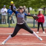 Walla Wallas Zoe Hardy (12) pitches during a game between Snohomish and Walla Walla at the Lacey-Thurston County Regional Athletic Complex in Olympia, Washington on Saturday, May 27, 2023. Snohomish won, 7-3. (Annie Barker / The Herald)