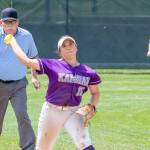 Kamiaks Samantha Rohwer (16) throws to first base in the seventh inning during a 4A state softball consolation game against Bothell on Saturday in Richland. (TJ Mullinax / For The Herald)