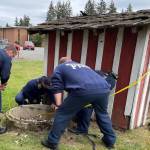 Marysville firefighters respond to a 12-year-old boy who fell down a well Tuesday May 30, 2023 in Marysville, Washington. (Photo provided by Marysville Fire District)
