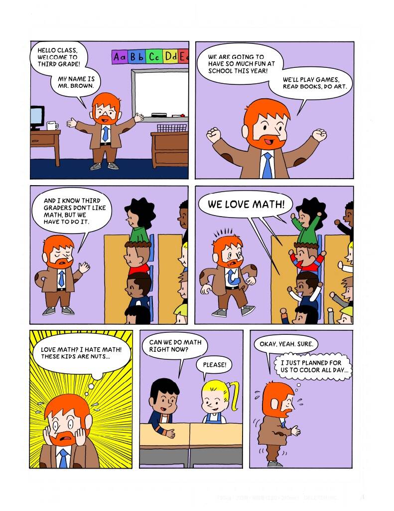 A page from I Hate Math, a comic book written and illustrated by Challenger Elementary third grade teacher Ian Brown. (Photo provided by Ian Brown)