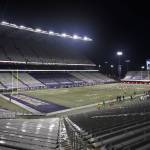 Empty seats are shown at Husky Stadium during an NCAA college football game between Washington and Oregon State, Saturday, Nov. 14, 2020, in Seattle. Due to the COVID-19 pandemic, fans were not permitted to attend the game. (AP Photo/Ted S. Warren)