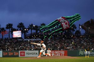 Giants pitcher Ryan Walker, an Arlington High School graduate, works against the Pirates during the sixth inning of a game on May 30 in San Francisco. (AP Photo/Jeff Chiu)
